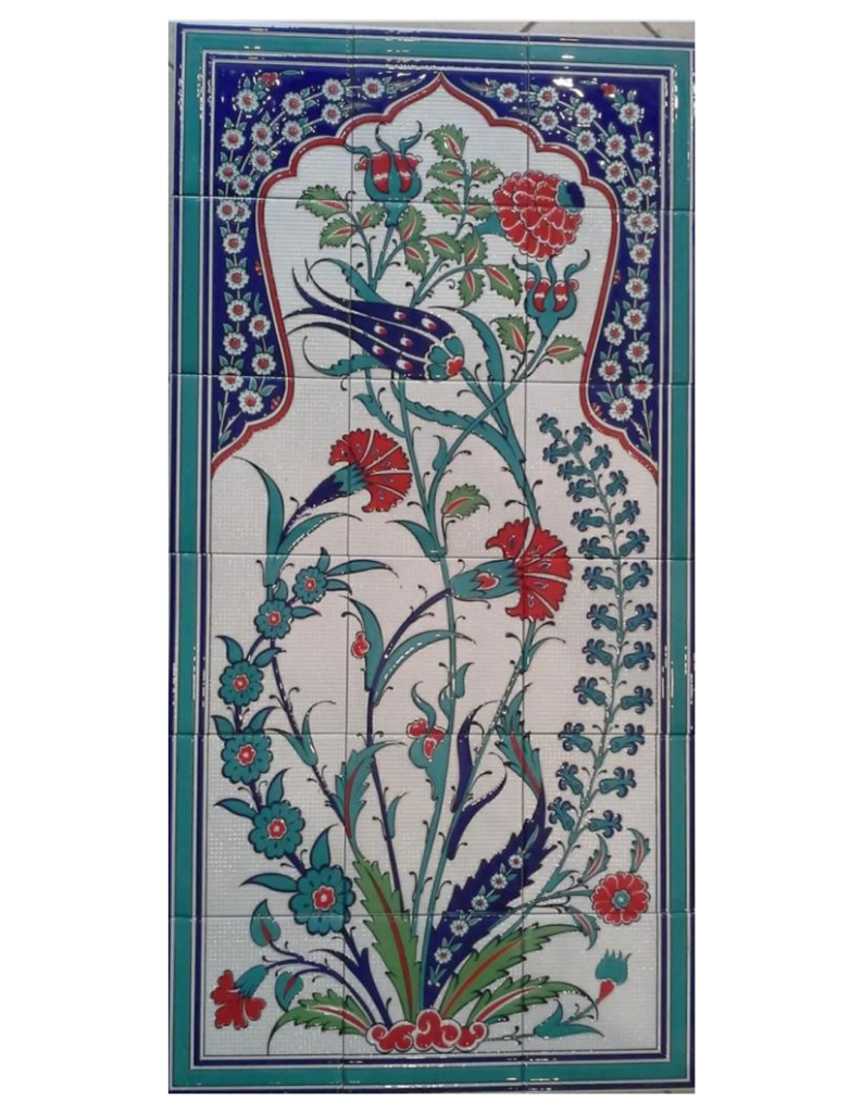İznik Çini Panoları-03- Çini Panosu Karanfil Gecme 60x120
